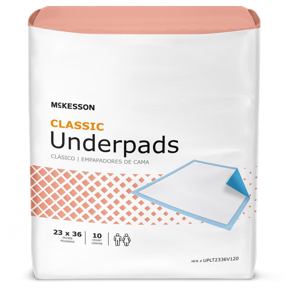 McKesson Classic Plus Light Absorbency Underpads, 23 x 36 Inch-Disposable Underpad McKesson Classic 23 X 36 Inch Fluff Mat Light Absorbency
