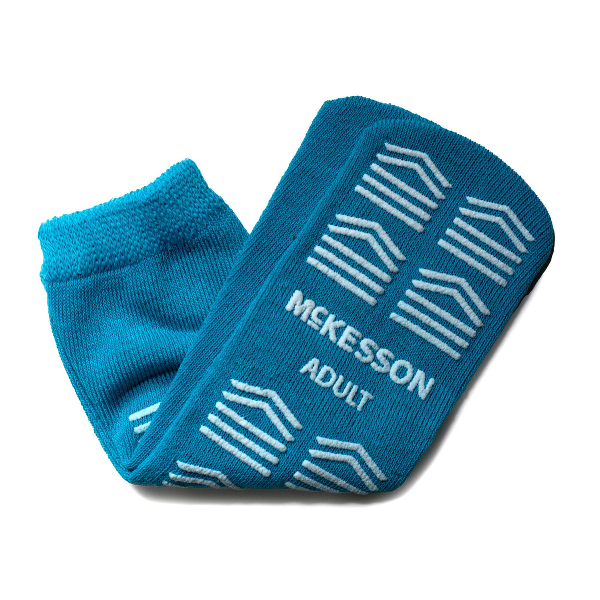 McKesson Slipper Socks, Single Tread, Adult Size, Teal - Apparel>Slippers and Slipper Socks - McKesson Brand