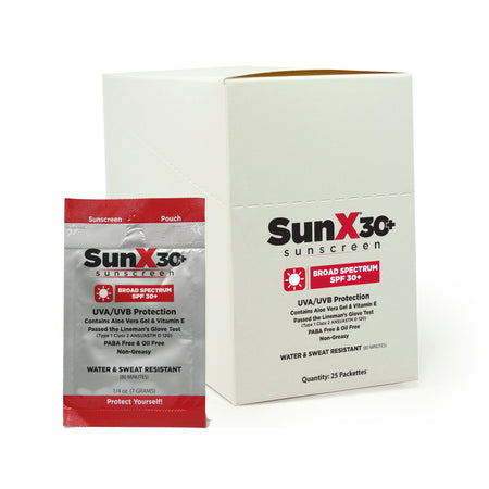 SunX SPF 30+ Sunscreen with Dispenser Box, Individual Packet-Sunscreen with Dispenser Box SunX 30+ SPF 30 Lotion 1.25 oz. Individual Packet