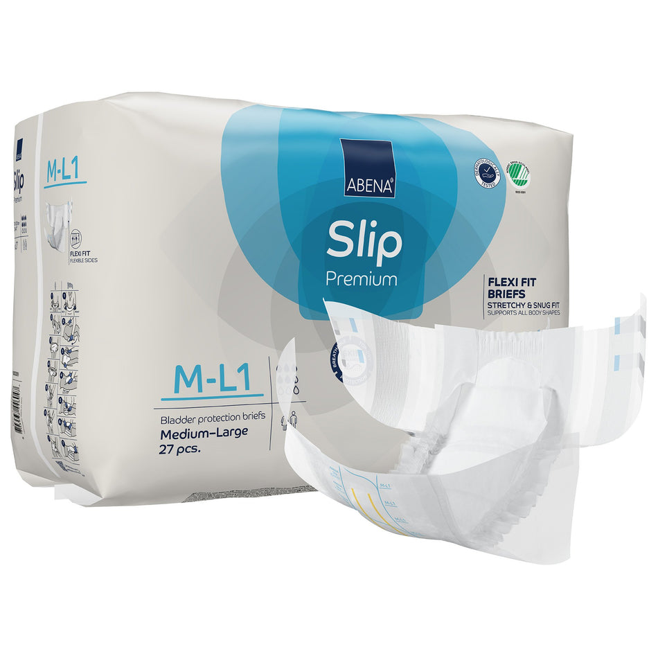 Abena Slip Premium Flexi Fit Incontinence Briefs, M-L1-Unisex Adult Incontinence Brief Abena Slip Flexi Fit Medium / Large Disposable Moderate Absorbency