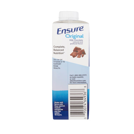 Ensure Original Therapeutic Nutrition Shake, Chocolate, 8-ounce carton-Oral Supplement Ensure Original Therapeutic Nutrition Shake Chocolate Flavor Liquid 8 oz. Reclosable Carton
