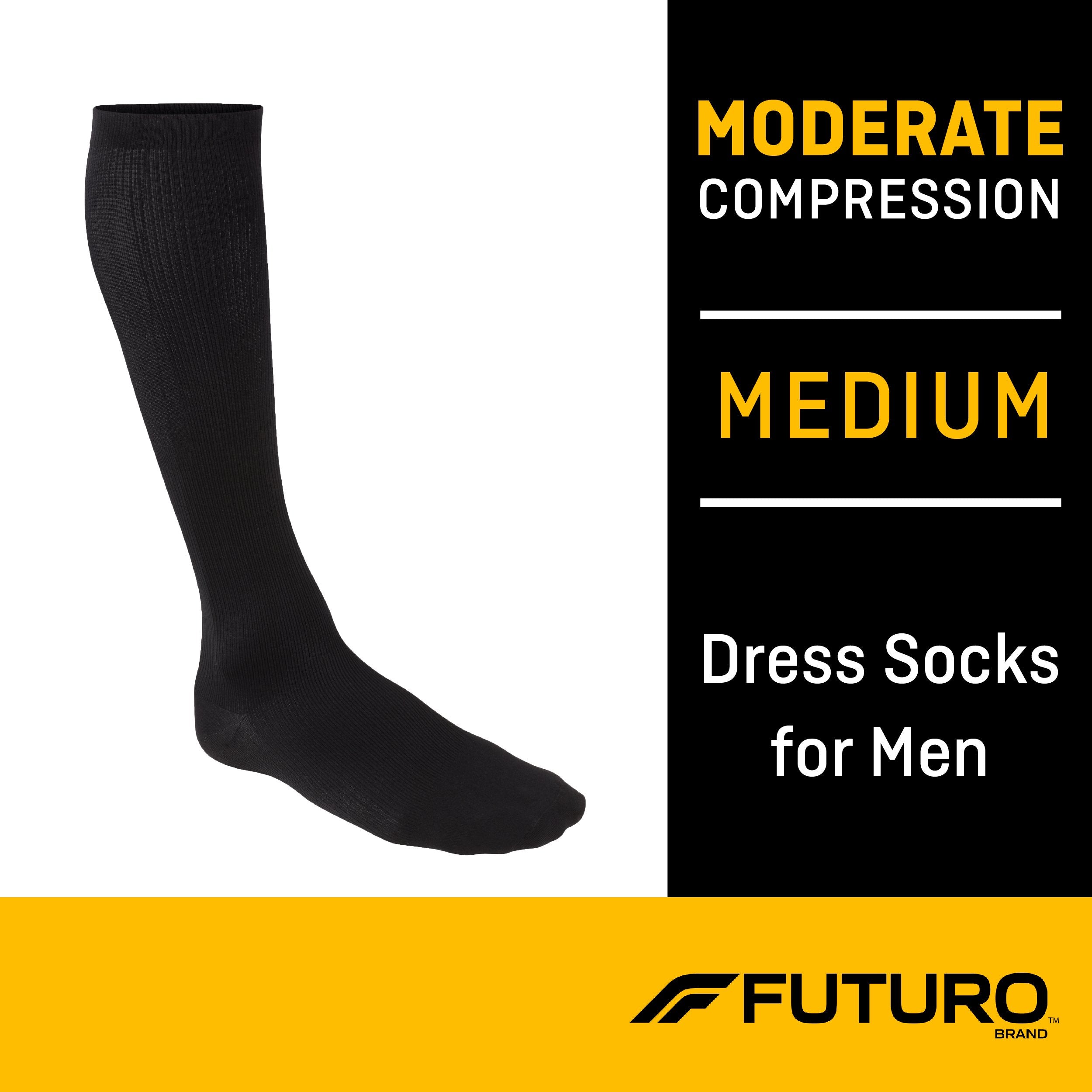 3M Futuro Lifestyle Compression Firm Dress Socks for Men, Black, Medium-Compression Socks 3M Futuro Revitalizing Over the Calf Medium Black Closed Toe