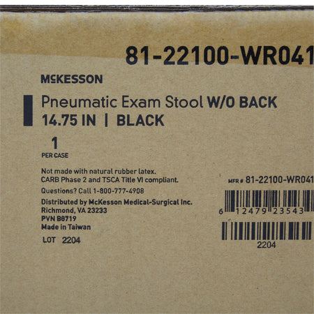 McKesson Exam Stool-Exam Stool McKesson Backless Pneumatic Height Adjustment 5 Casters Black