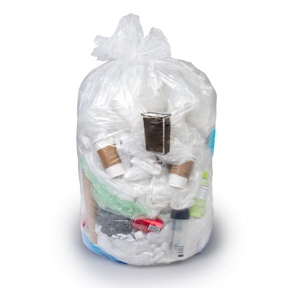 Colonial Bag Extra Heavy Duty Trash Bag, Clear, 30 gal.-Trash Bag Colonial Bag 30 gal. Clear HDPE 12 Mic. 30 X 37 Inch X-Seal Bottom Flat Pack