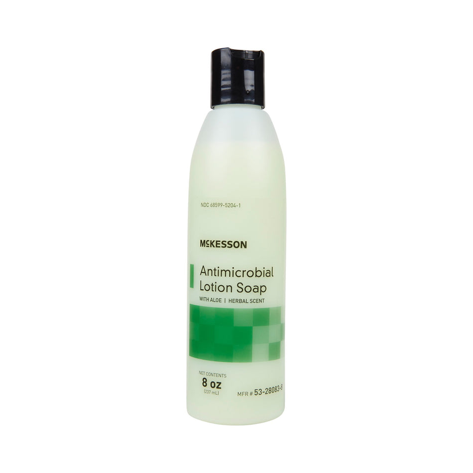 McKesson Antimicrobial Lotion Soap, Herbal Scent, With Aloe, 8-ounce bottle-Antimicrobial Soap McKesson Lotion 8 oz. Bottle Herbal Scent
