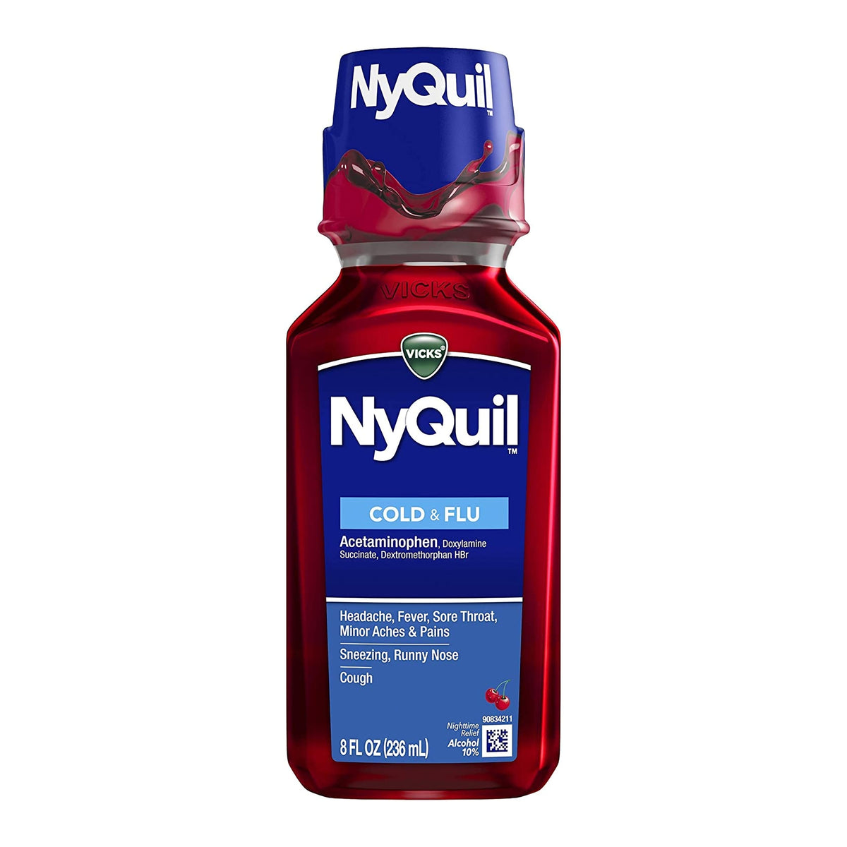 Vicks NyQuil Cold & Flu Liquid-Cold and Cough Relief NyQuil Cold & Flu 650 mg - 30 mg - 12.5 mg / 30 mL Strength Liquid 8 oz.