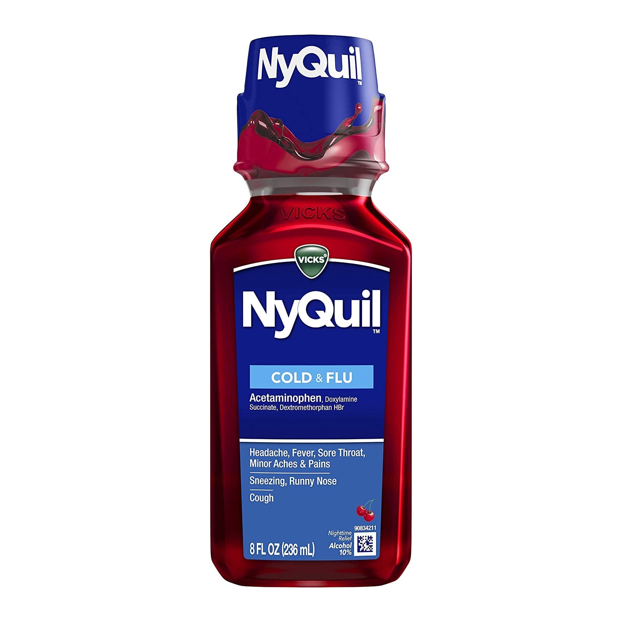 Vicks NyQuil Cold & Flu Liquid-Cold and Cough Relief NyQuil Cold & Flu 650 mg - 30 mg - 12.5 mg / 30 mL Strength Liquid 8 oz.