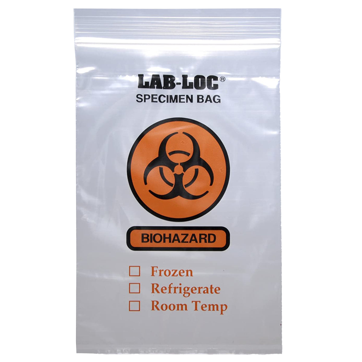 Lab-Loc Specimen Transport Bag with Document Pouch, Zip Closure, 6 x 9 Inch-Specimen Transport Bag with Document Pouch Lab-Loc 6 X 9 Inch Zip Closure Biohazard Symbol / Storage Instructions NonSterile