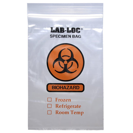 Lab-Loc Specimen Transport Bag with Document Pouch, Zip Closure, 6 x 9 Inch-Specimen Transport Bag with Document Pouch Lab-Loc 6 X 9 Inch Zip Closure Biohazard Symbol / Storage Instructions NonSterile
