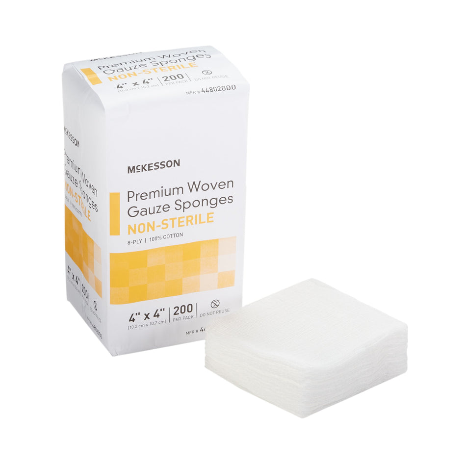 McKesson Gauze Sponge, 4 x 4 Inch, 8-Ply-Gauze Sponge McKesson 4 X 4 Inch 8-Ply NonSterile 200 per Pack