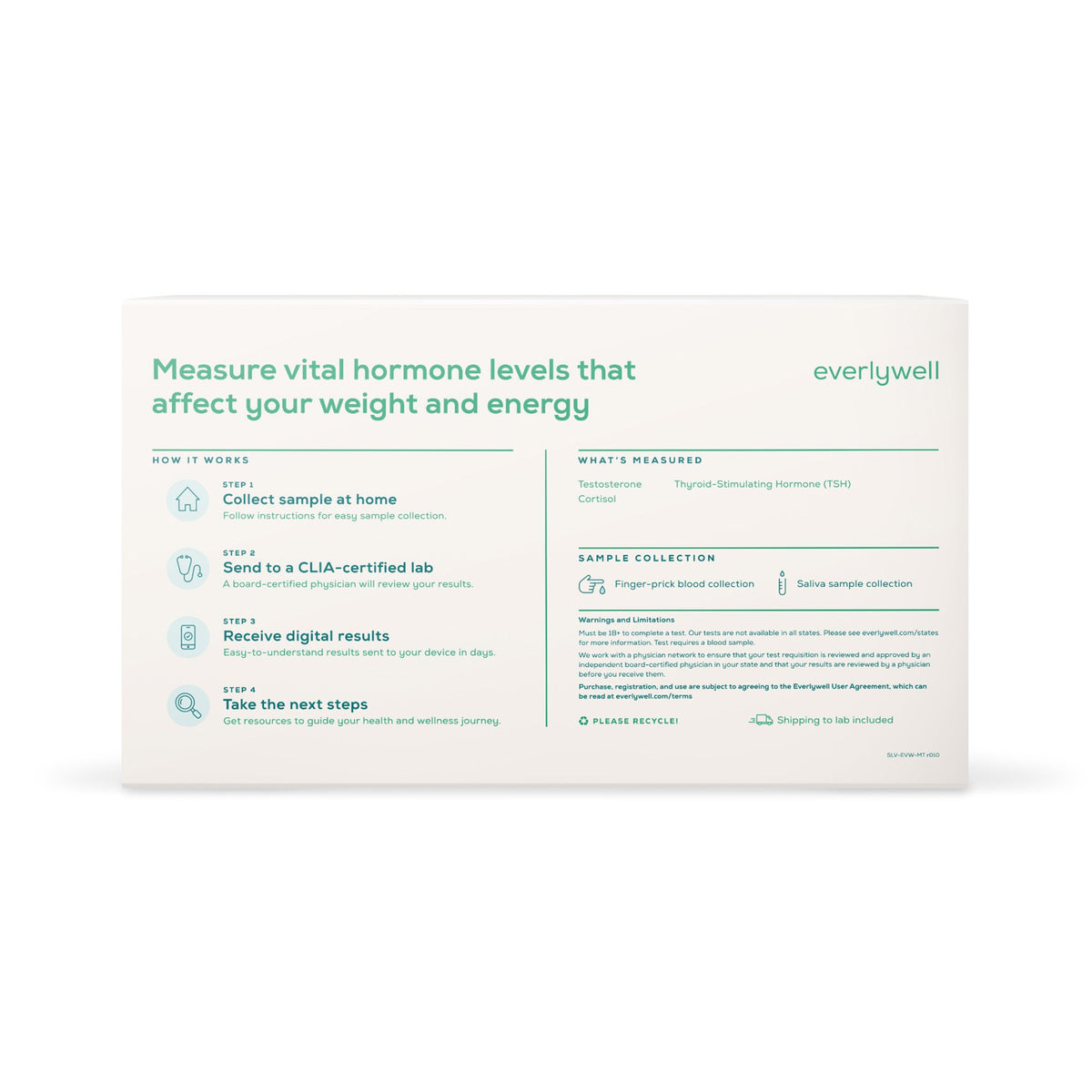 Everlywell Metabolism Test-Specimen Collection and Transport Kit Everlywell Collection Bag / Collection Tube Sterile