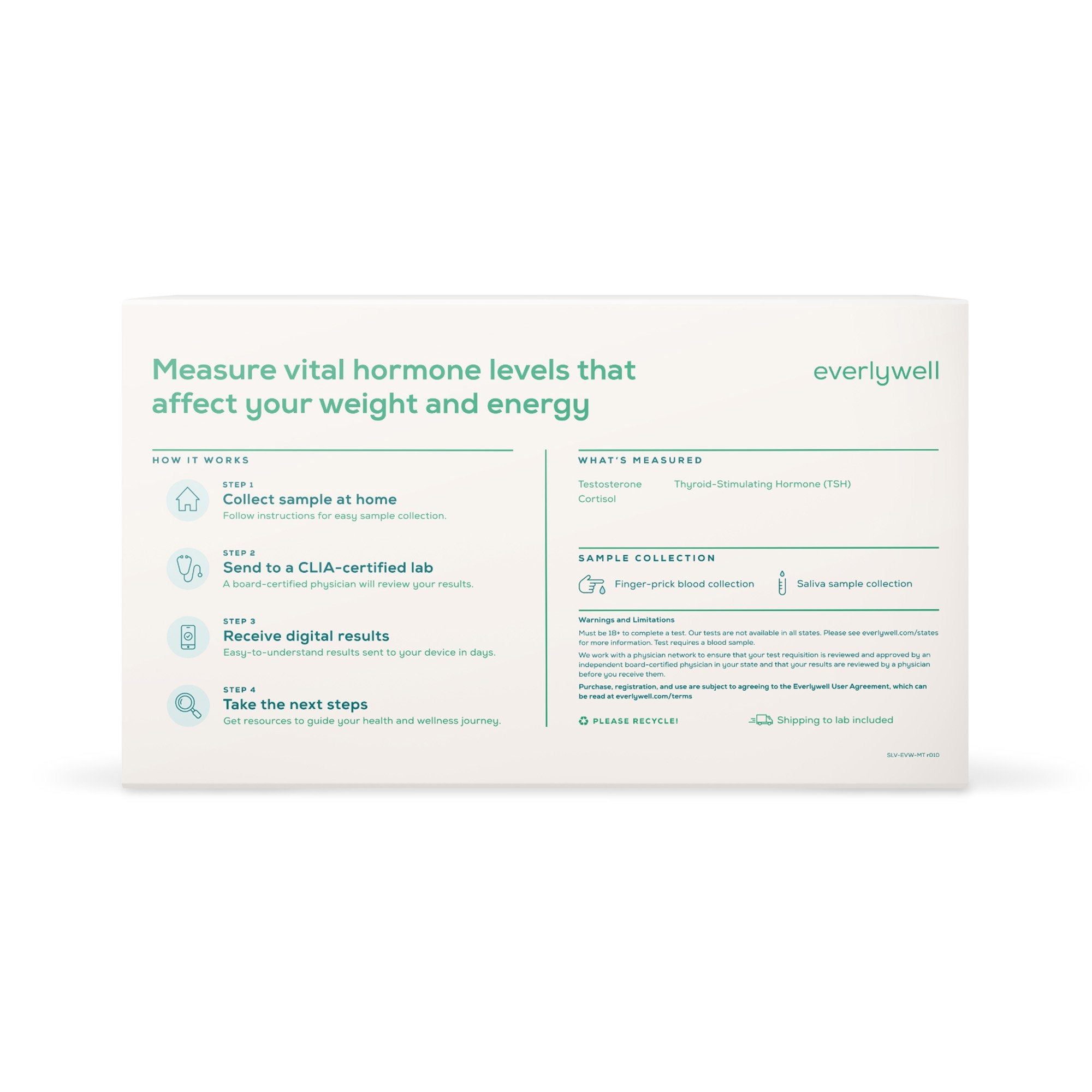 Everlywell Metabolism Test-Specimen Collection and Transport Kit Everlywell Collection Bag / Collection Tube Sterile