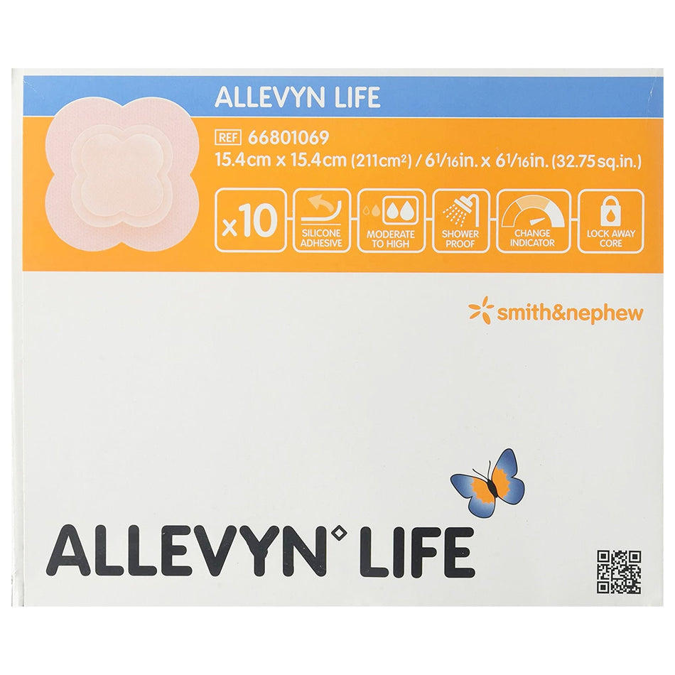 Allevyn Life Silicone Foam Dressing, 6 x 6 Inch Quadrilobe-Foam Dressing Allevyn Life 6-1/16 X 6-1/16 Inch With Border Film Backing Silicone Gel Adhesive Quadrilobe Sterile