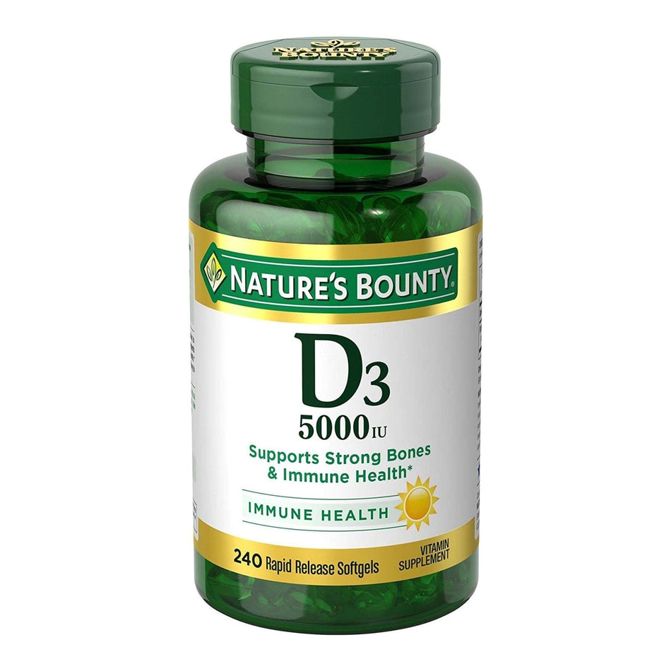 Nature's Bounty Vitamin D-3 Supplement-"Vitamin Supplement Nature's Bounty D3 Cholecalciferol 5,000 IU Strength Softgel 240 per Bottle"