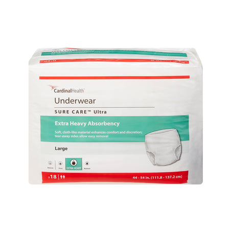 Sure Care Ultra Extra Heavy Absorbent Underwear, Large-Unisex Adult Absorbent Underwear Sure Care Ultra Pull On with Tear Away Seams Large Disposable Heavy Absorbency