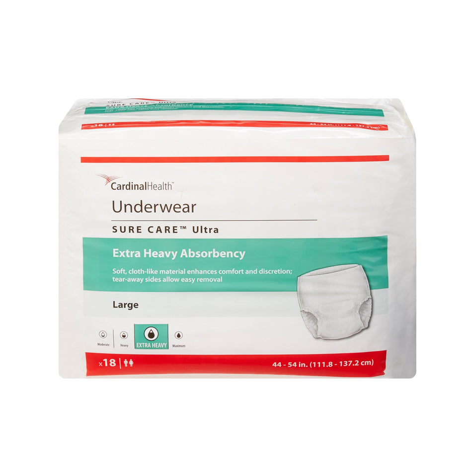 Sure Care Ultra Extra Heavy Absorbent Underwear, Large-Unisex Adult Absorbent Underwear Sure Care Ultra Pull On with Tear Away Seams Large Disposable Heavy Absorbency