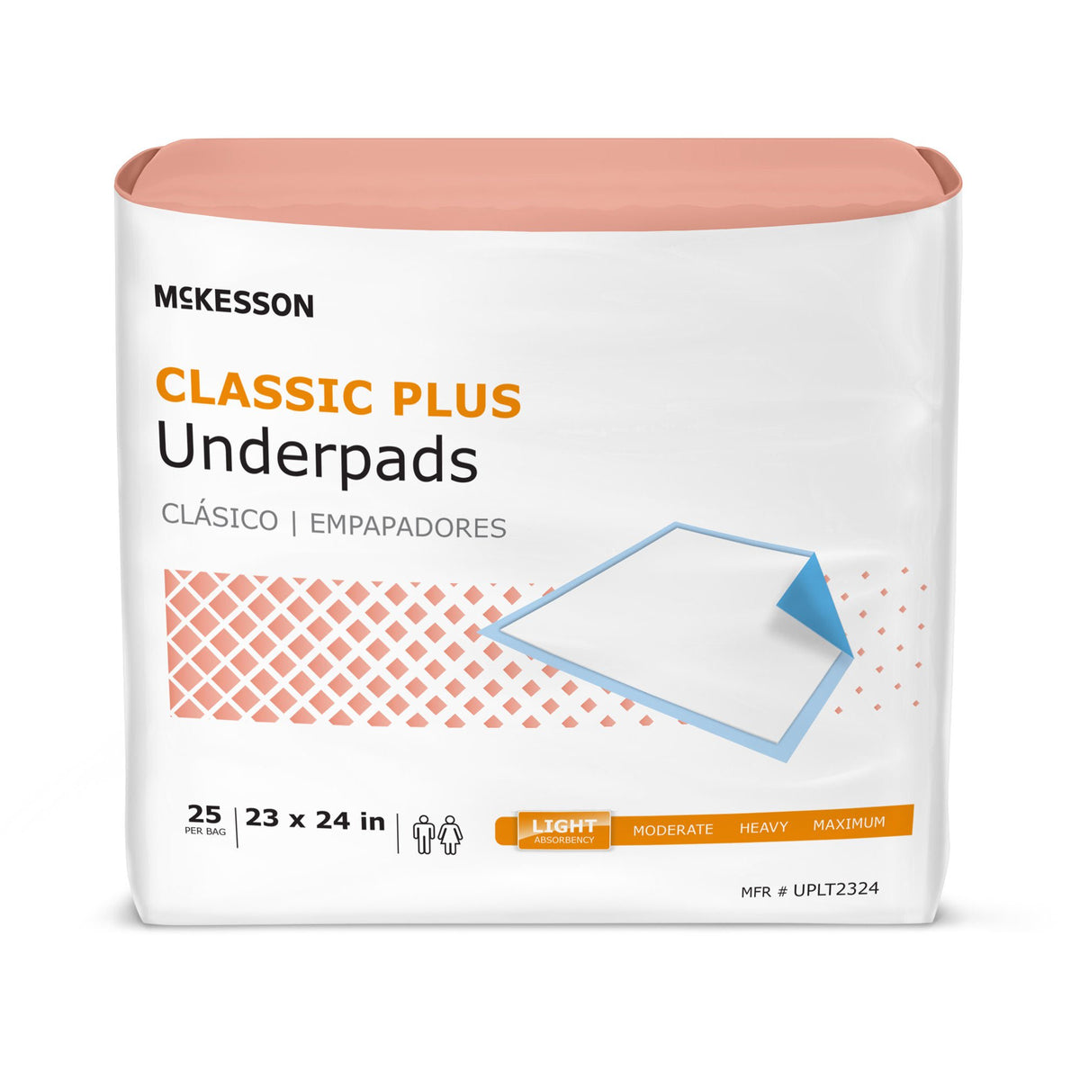 McKesson Classic Plus Light Absorbency Underpads, 23 x 24 Inch - Incontinence>Underpads - McKesson Brand
