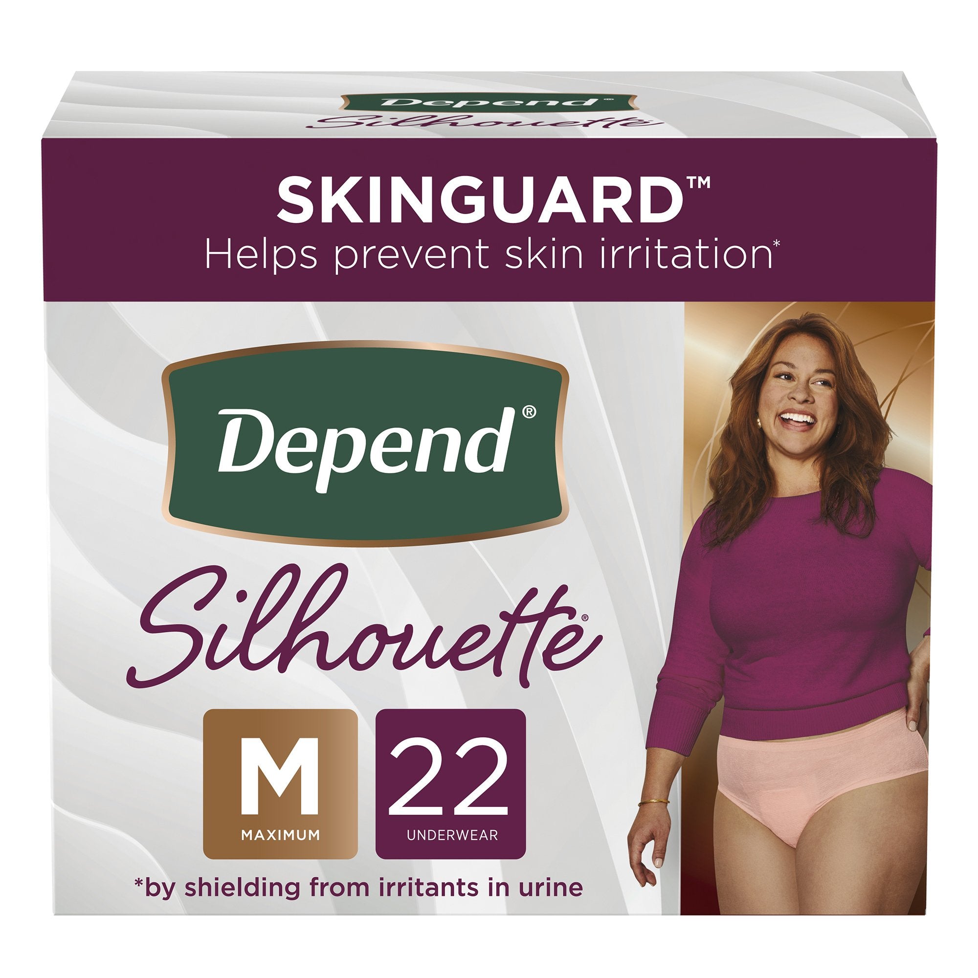 Depend Silhouette Classic Women's Underwear, Medium, Pink-Female Adult Absorbent Underwear Depend Silhouette Waistband Style Medium Disposable Heavy Absorbency