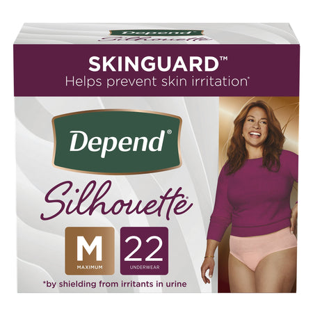 Depend Silhouette Classic Women's Underwear, Medium, Pink-Female Adult Absorbent Underwear Depend Silhouette Waistband Style Medium Disposable Heavy Absorbency