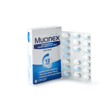 Mucinex Guaifenesin Cold and Cough Relief-Cold and Cough Relief Mucinex 600 mg Strength Tablet 20 per Box