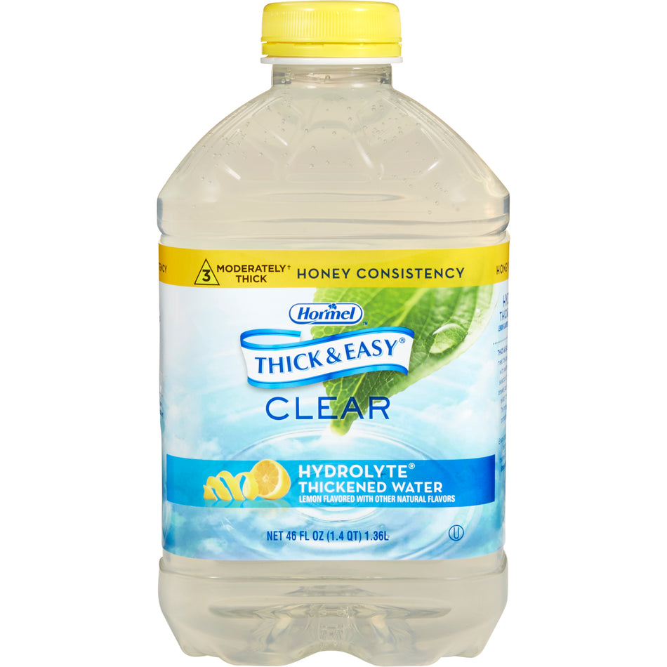 Thick & Easy Hydrolyte Honey Consistency Lemon Thickened Water, 46-ounce Bottle-Thickened Water Thick & Easy Hydrolyte 46 oz. Bottle Lemon Flavor Liquid IDDSI Level 3 Moderately Thick/Liquidized