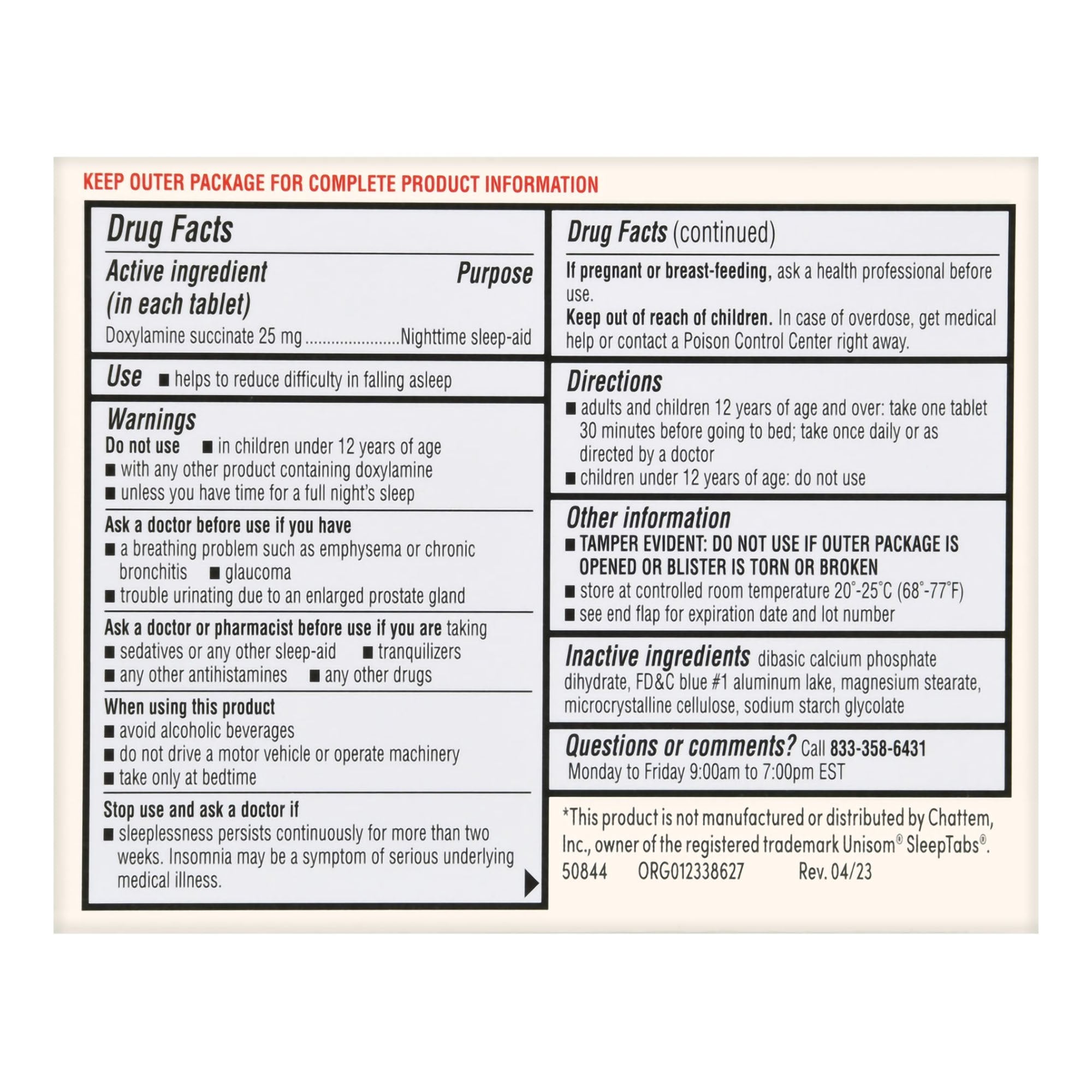 Foster & Thrive Sleep Aid Doxylamine Succinate 25 mg Tablets-Sleep Aid Foster & Thrive 32 per Box Tablet 25 mg Strength