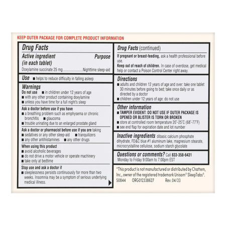 Foster & Thrive Sleep Aid Doxylamine Succinate 25 mg Tablets-Sleep Aid Foster & Thrive 32 per Box Tablet 25 mg Strength