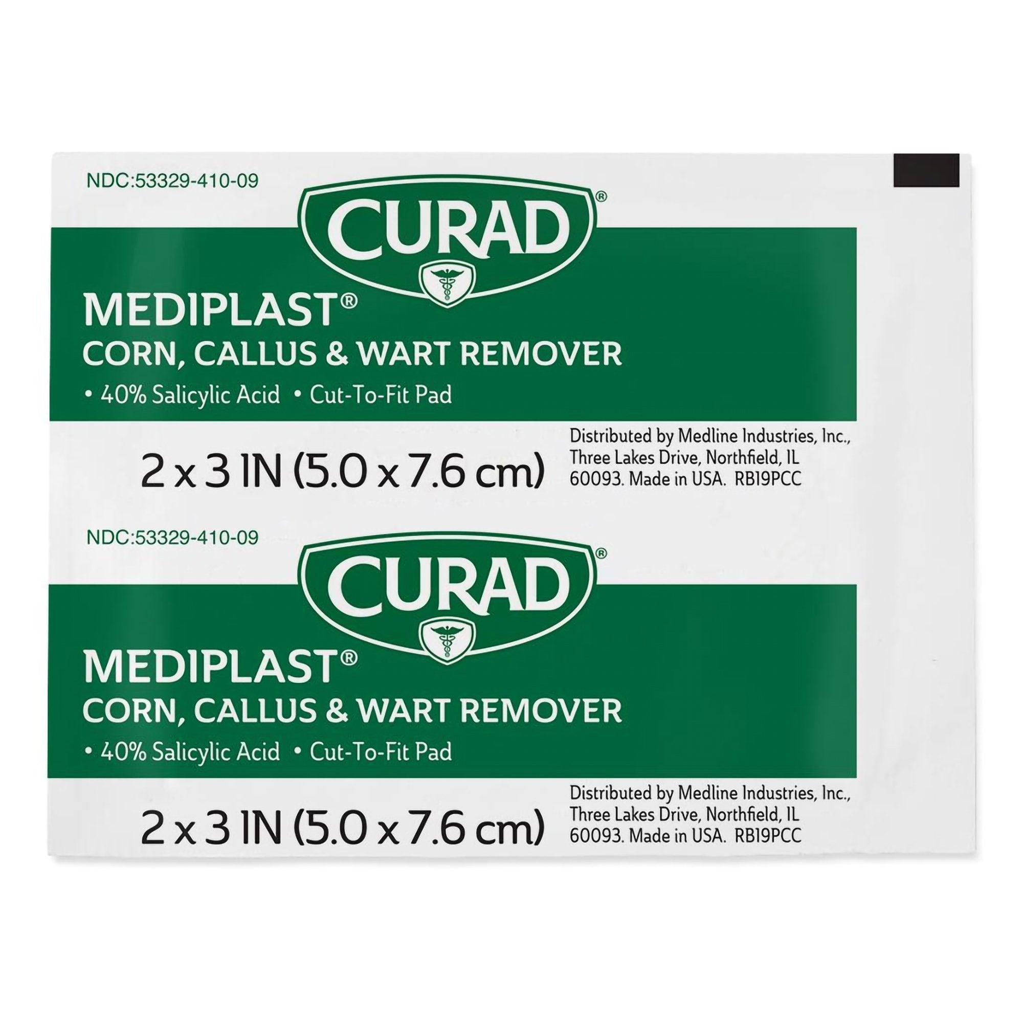 Curad MediPlast Corn, Callus & Wart Remover Pads-Corn / Callus / Wart Remover Curad MediPlast 40% Strength Medicated Pad 25 per Box