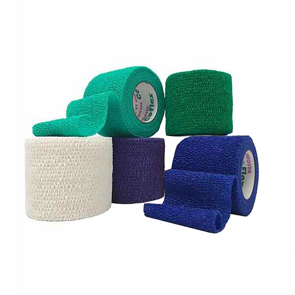 CoFlex� NL Self-adherent Closure Cohesive Bandage, 2 Inch x 5 Yard-Cohesive Bandage CoFlex� NL 2 Inch X 5 Yard Self-Adherent Closure Teal / Blue / White / Purple / Green NonSterile 12 lbs. Tensile Strength