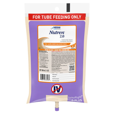 Nutren 2.0 Tube Feeding Formula, 1000 mL Ready to Hang Prefilled Container-Tube Feeding Formula Nutren 2.0 Unflavored Liquid 1000 mL Ready to Hang Prefilled Container