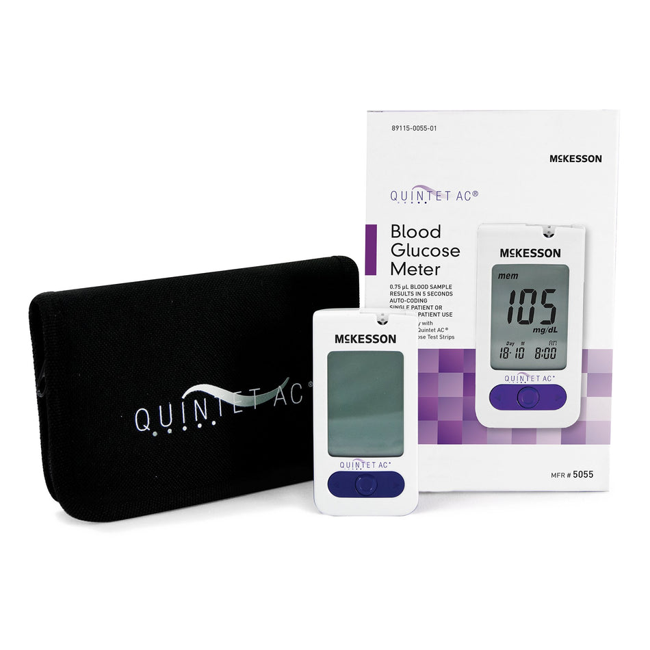 Quintet AC Blood Glucose Monitoring System-Blood Glucose Meter QUINTET AC 5 Second Results Stores up to 500 Results No Coding Required