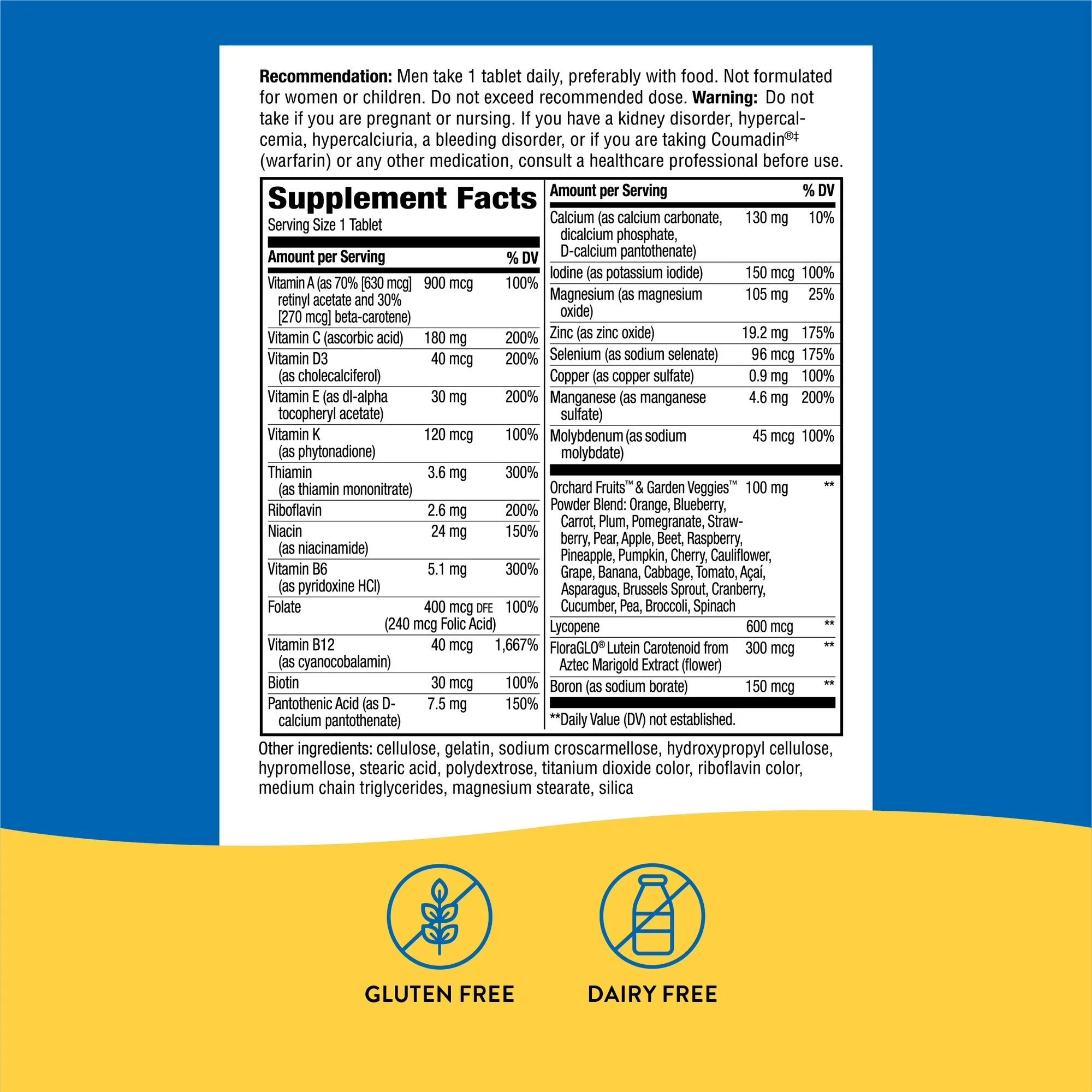 Nature's Way Alive! Men's 50+ Multi-Vitamin Multi-Mineral Tablets-Multivitamin Supplement Alive! Mens 50+ Vitamin A / Vitamin C 900 mcg / 180 mg Strength Tablet 50 per Box