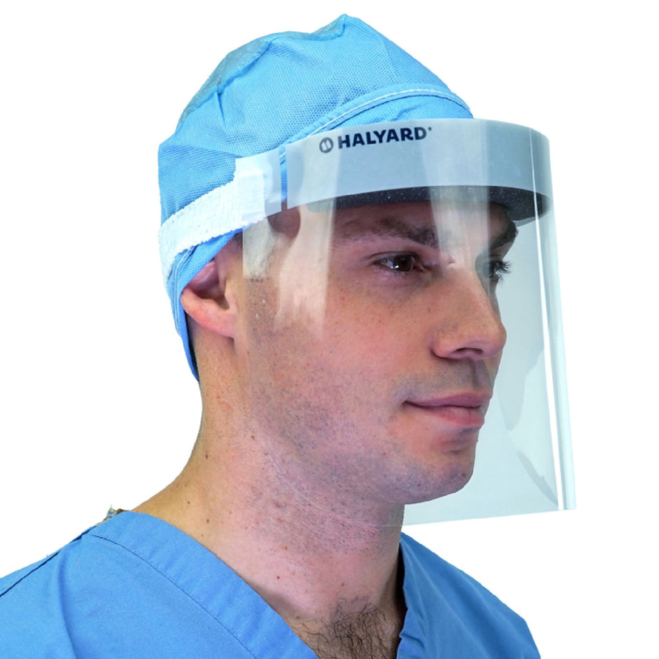 Halyard Face Shield, 3/4 Length-Face Shield Halyard One Size Fits Most 3/4 Length Anti-fog Disposable NonSterile