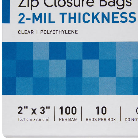 McKesson Zip Closure Bag, 2 x 3 in.-Reclosable Bag McKesson 2 X 3 Inch Polyethylene Clear Zipper Closure