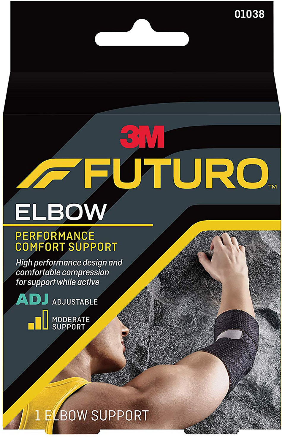 3M Futuro Elbow Support, Left or Right Elbow, Black, One Size-Elbow Support 3M Futuro One Size Fits Most Left or Right Elbow Black