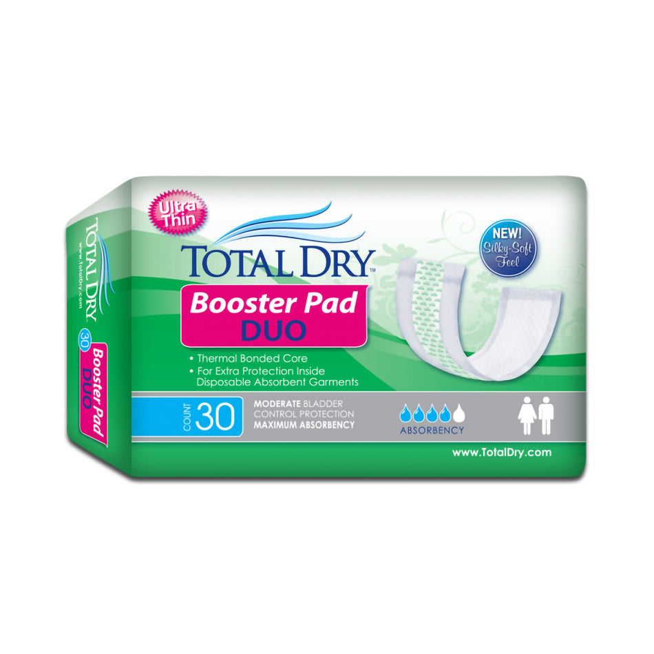 TotalDry� Booster Pad Duo Maximum Absorbency Incontinence Booster Pad, 12-Inch Length-Booster Pad TotalDry� Booster Pad Duo 12 Inch Length Heavy Absorbency SecureLoc Core One Size Fits Most