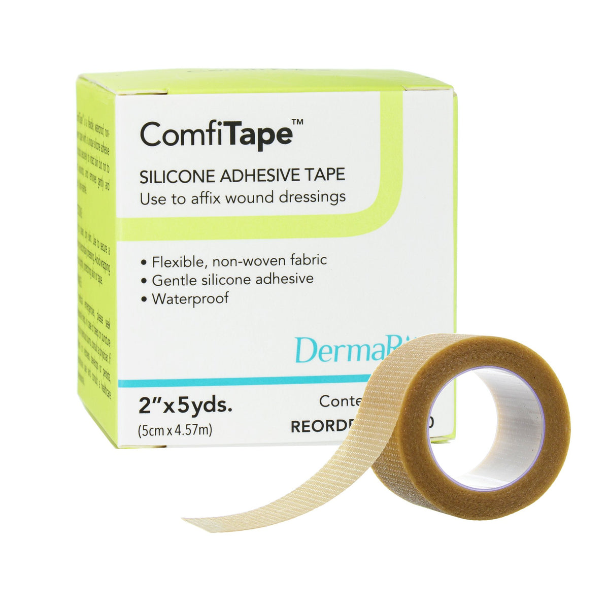 ComfiTape Silicone Medical Tape, 2 Inch x 5 Yard, Tan-Waterproof Medical Tape ComfiTape Tan 2 Inch X 5 Yard Nonwoven / Silicone NonSterile