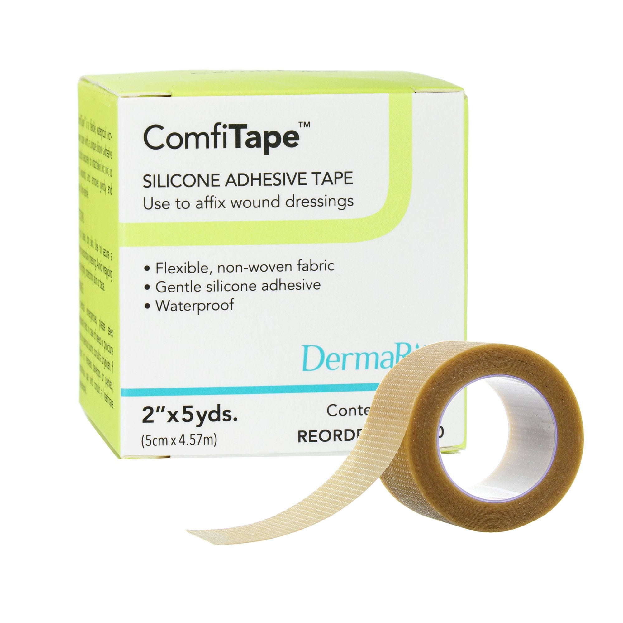 ComfiTape Silicone Medical Tape, 2 Inch x 5 Yard, Tan-Waterproof Medical Tape ComfiTape Tan 2 Inch X 5 Yard Nonwoven / Silicone NonSterile