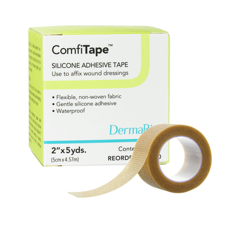 ComfiTape Silicone Medical Tape, 2 Inch x 5 Yard, Tan-Waterproof Medical Tape ComfiTape Tan 2 Inch X 5 Yard Nonwoven / Silicone NonSterile