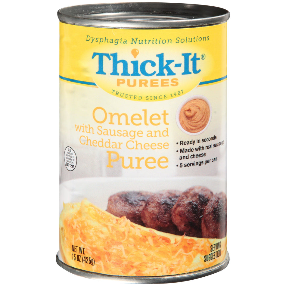 Thick-It Purees Omelet with Sausage and Cheddar Cheese Thickened Food, 15-ounce Can-Thickened Food Thick-It 15 oz. Can Sausage / Cheese Omelet Flavor Puree IDDSI Level 4 Extremely Thick/Pureed