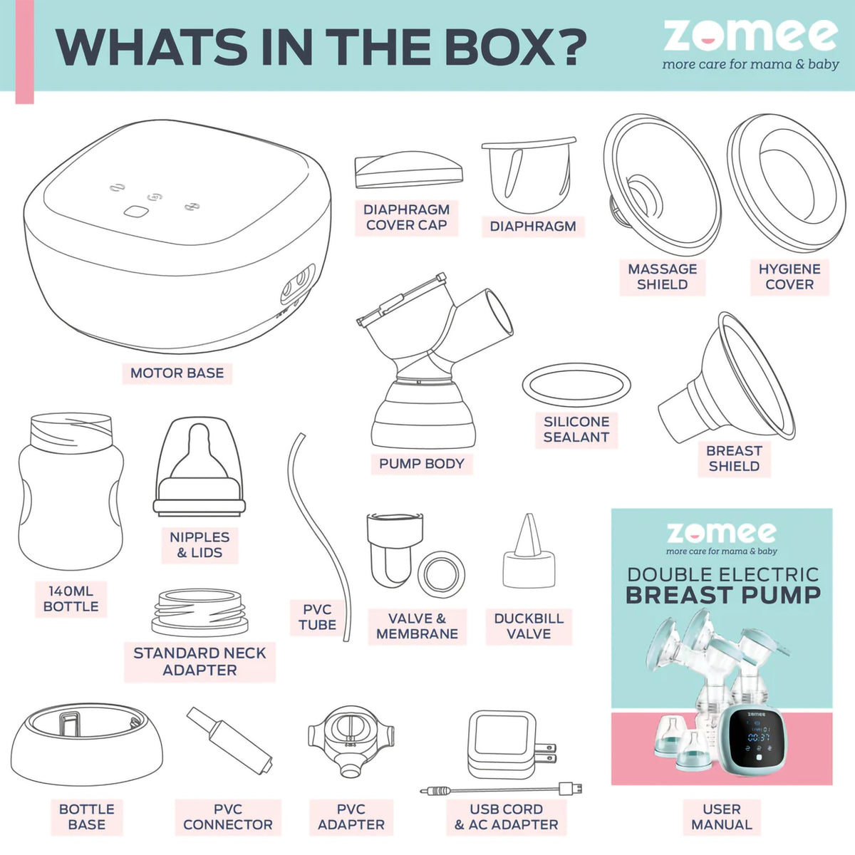Zomee Z1 Double Electric Breast Pump Kit - Nutritionals and Feeding Supplies>Feeding Supplies>Infant Nursing>Breast Pumps...