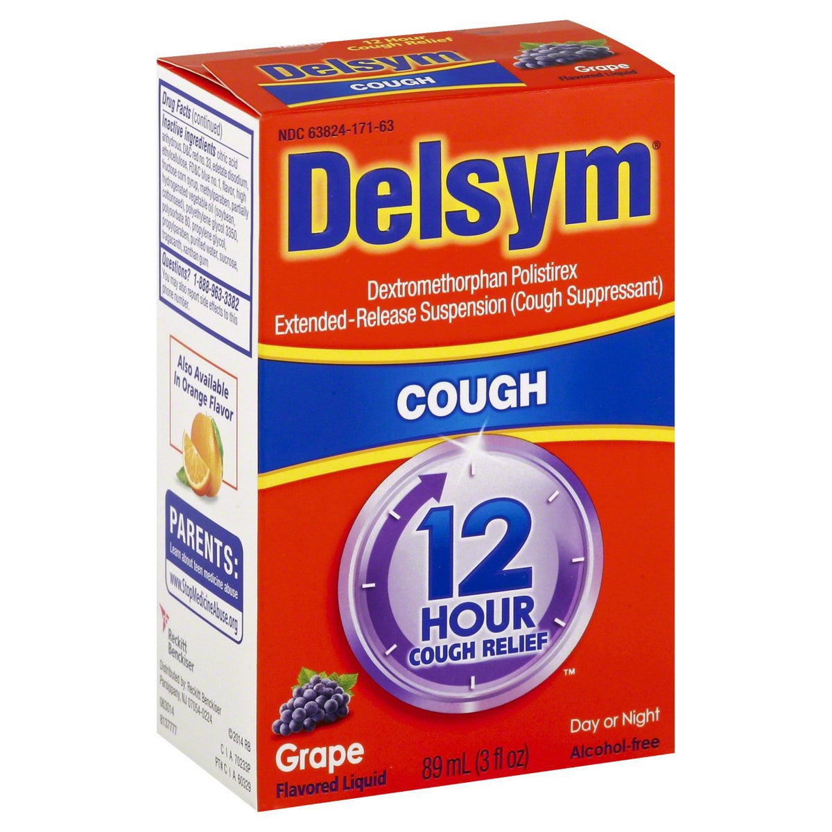 Delsym 12 Hour Cough Relief, Grape Flavor-Cold and Cough Relief Delsym 30 mg / 5 mL Strength Liquid 3 oz.
