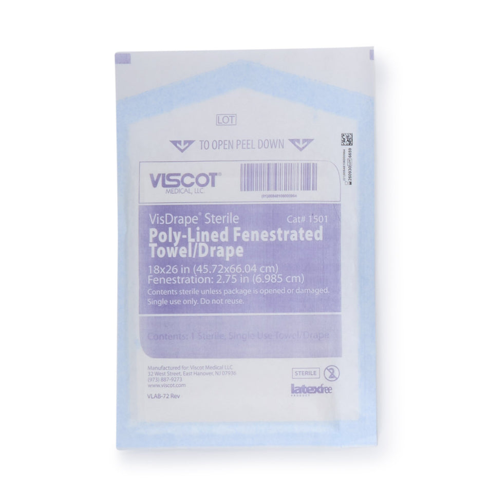 Viscot Sterile Minor Procedure Surgical Drape, 18 x 26 Inch-General Purpose Drape VisDrape� Poly Lined Towel Drape 18 W X 26 L Inch Sterile