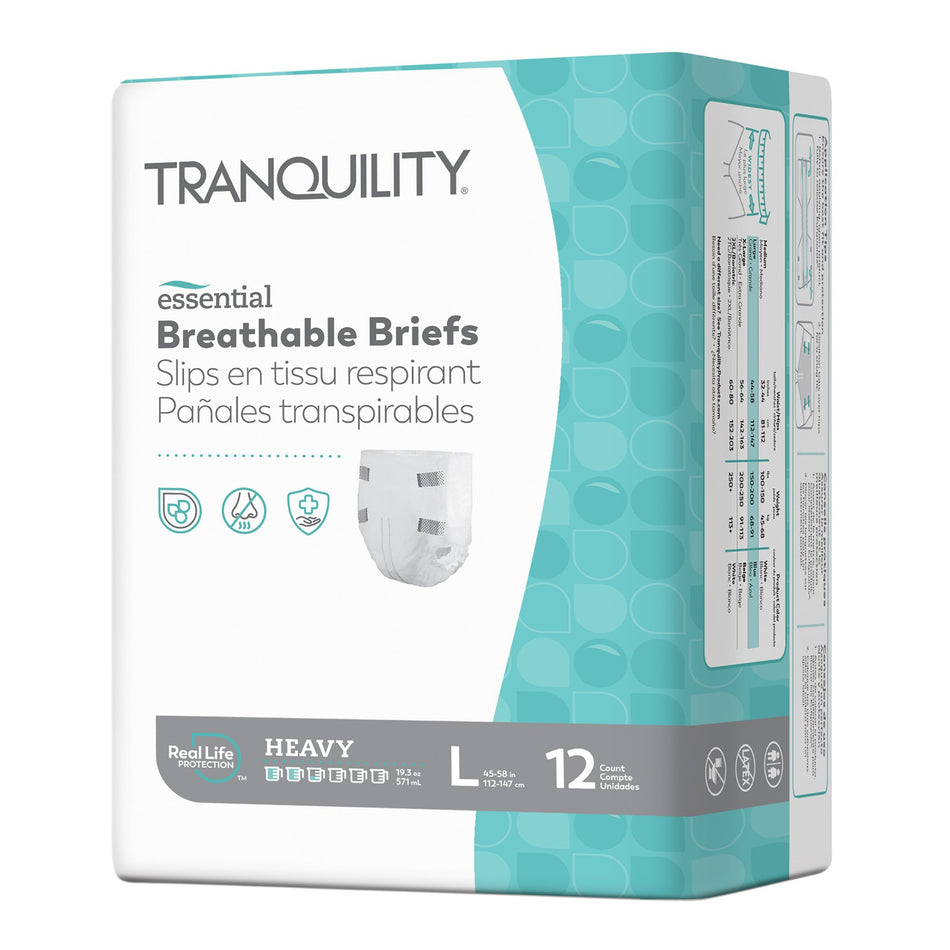 Tranquility Essential Heavy Incontinence Brief, Large-Unisex Adult Incontinence Brief Tranquility Essential Large Disposable Heavy Absorbency