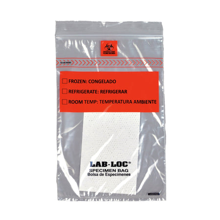 Lab-Loc® Specimen Transport Bag, Document Pouch, Absorbent Pad, Zip Close, 6 x 9 - Clinical Laboratory>Specimen Collection...