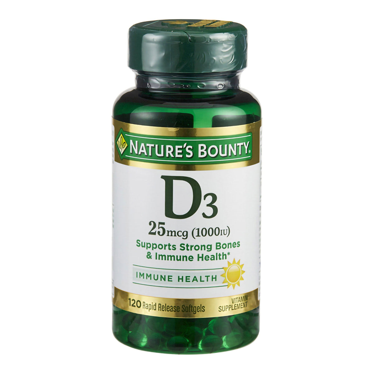 Nature's Bounty Vitamin D-3 Supplement-"Vitamin Supplement Nature's Bounty Vitamin D 1,000 IU Strength Softgel 100 per Bottle"