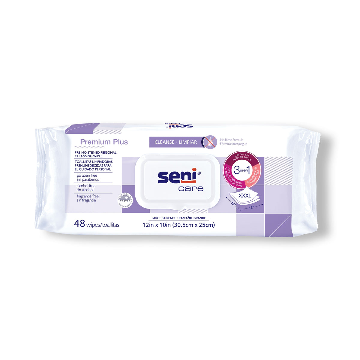 Seni Care Premium Plus Personal Cleansing Wipes-Personal Cleansing Wipe Seni Care Soft Pack Unscented 48 Count