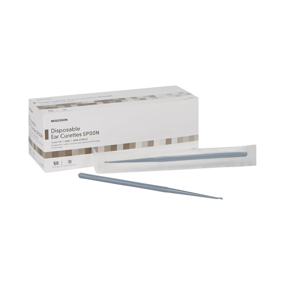 McKesson Ear Curette, 2 mm, Cup Tip-Ear Curette McKesson Handle with Grooves 2 mm Tip Cup Tip