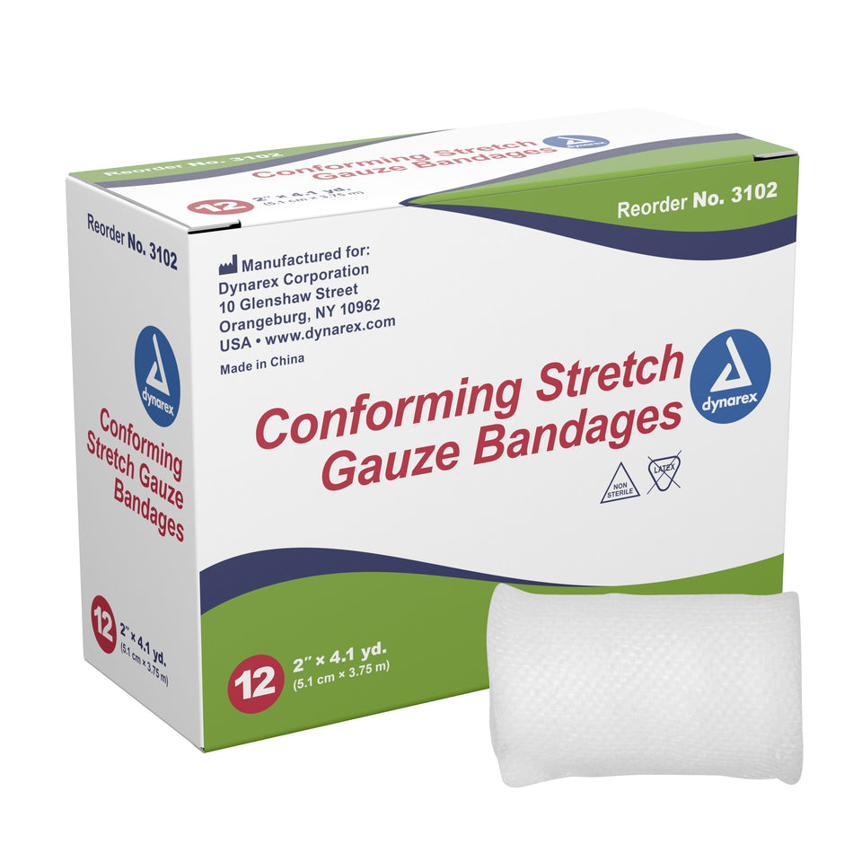 dynarex� Conforming Bandage, 2 Inch x 4-1/10 Yard-Conforming Bandage Dynarex� 2 Inch X 4-1/10 Yard 1-Ply NonSterile 12 per Pack