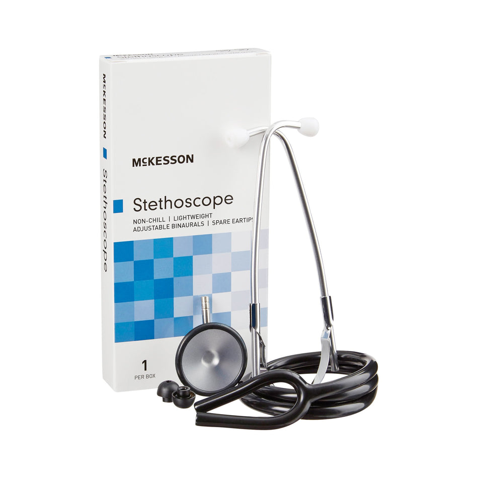 McKesson Classic Stethoscope, Black Tubing-General Exam Stethoscope McKesson Black 1-Tube 21 Inch Tube Single Sided Chestpiece